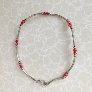 Red crystal beaded anklet